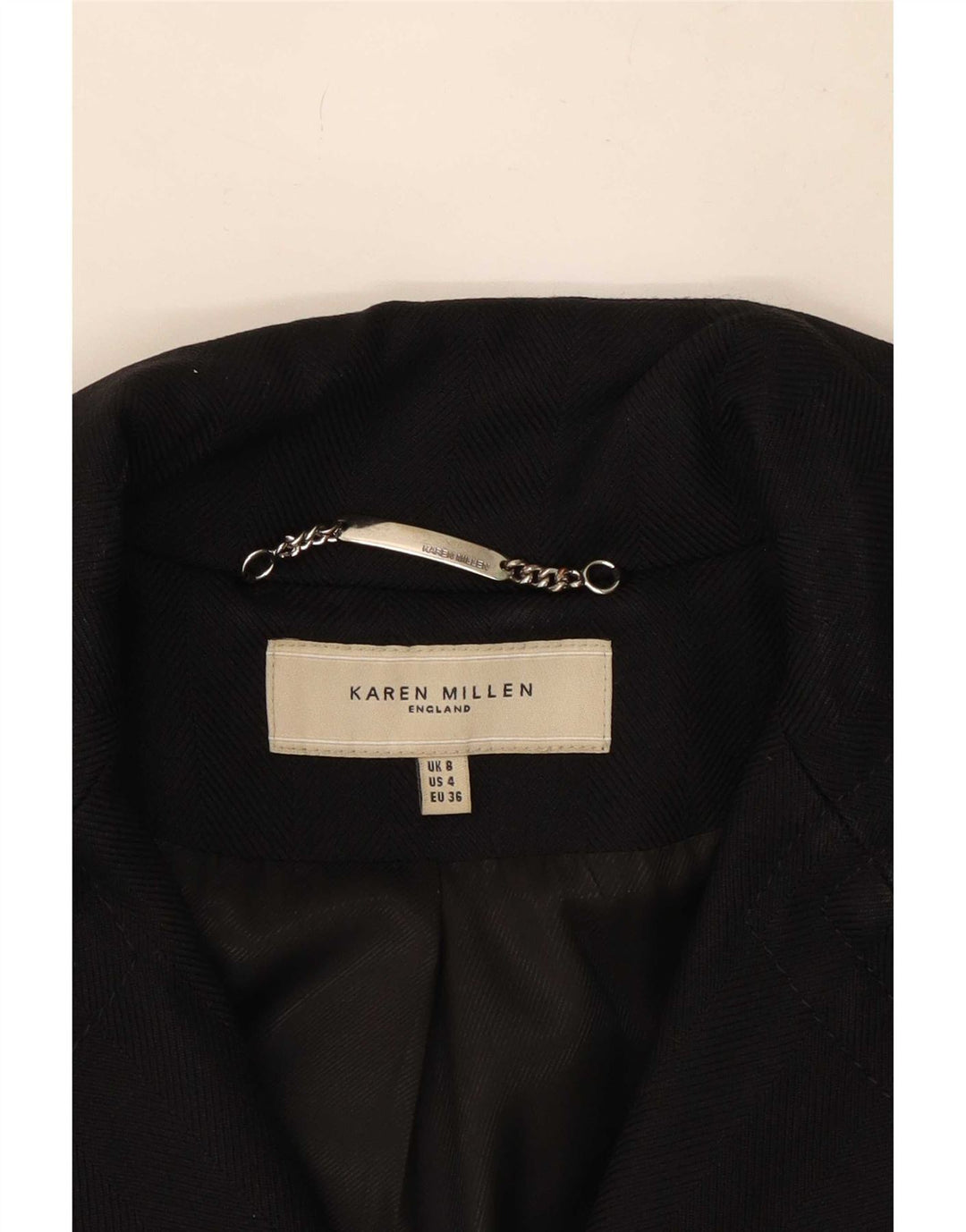 Karen Millen Dame Overfrakke UK 8 Lille Sort Uld