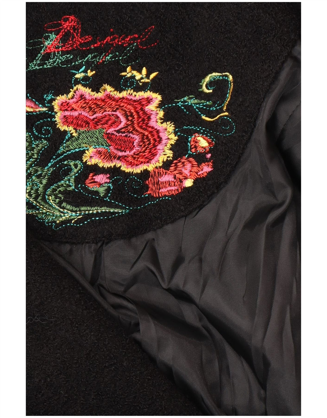 Desigual Kvinders Grafisk Overfrakke UK 10 Small Black Floral