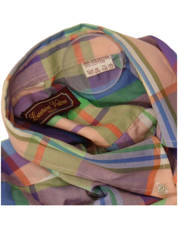Vintage herre ternet skjorte medium flerfarvet ternet polyester