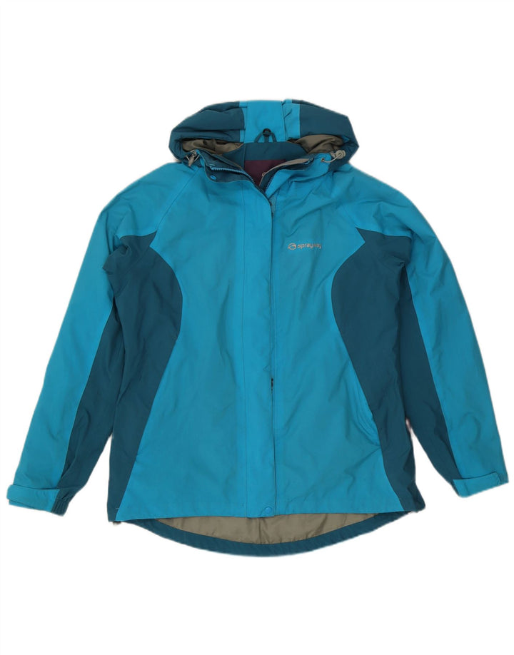 Sprayway Dame Hooded Windbreaker Jacket UK 12 Medium Blue Colourblock