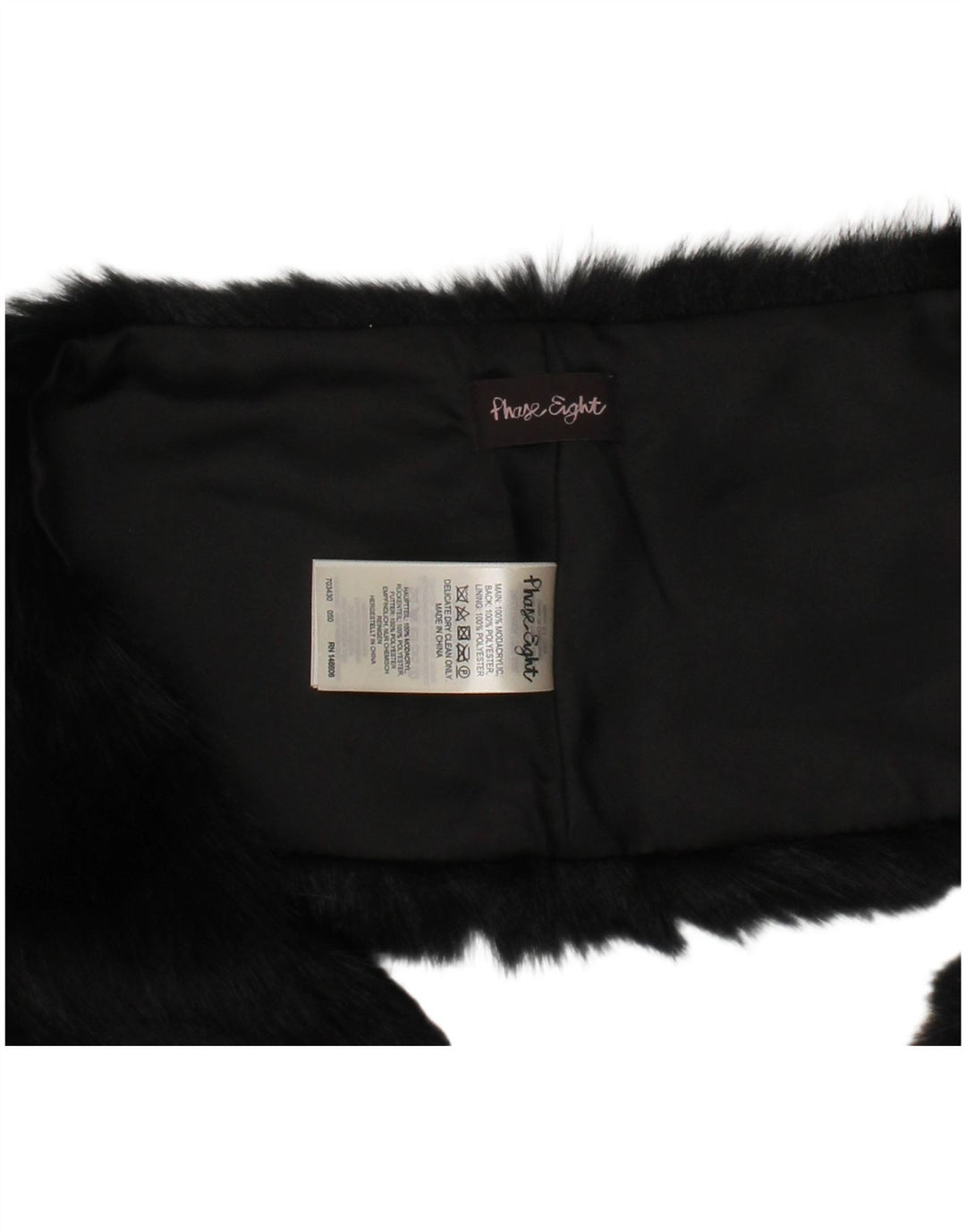 Fase otte kvinders imiteret pels stjålet tørklæde One Size sort polyester vinter