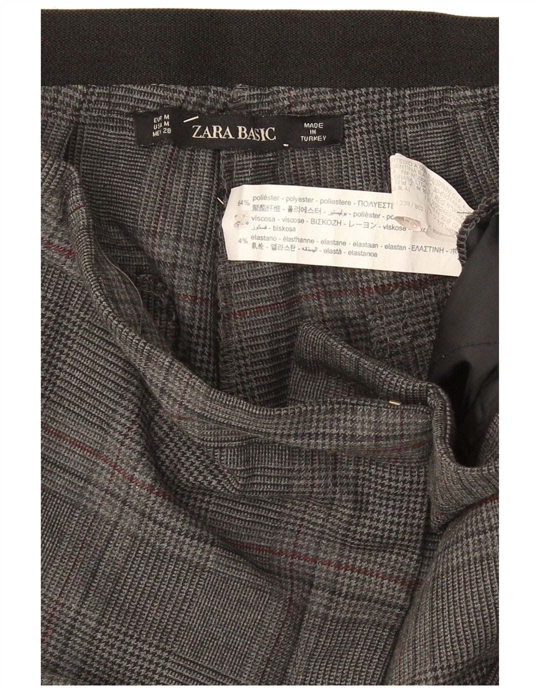 Zara Slim Chino Bukser Medium W32 L26 Grå Ternet polyester