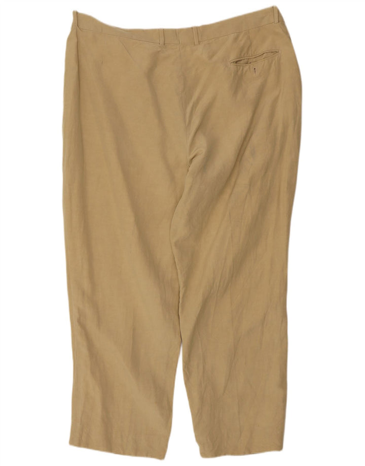 Jaeger Herre Straight Cropped Trousers W44 L26 Beige Silk