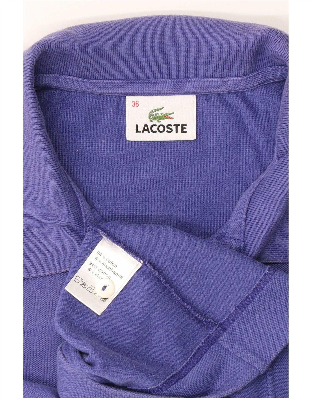 Lacoste Dame Polo Shirt Størrelse 36 Lille Lilla Bomuld