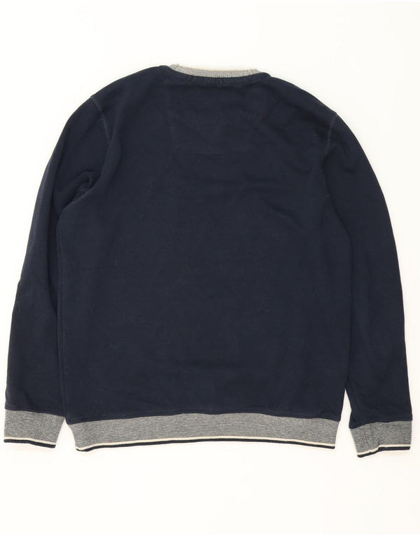 Crew Beklædning Herre Sweatshirt Jumper Large Navy Blue Colourblock Polyester