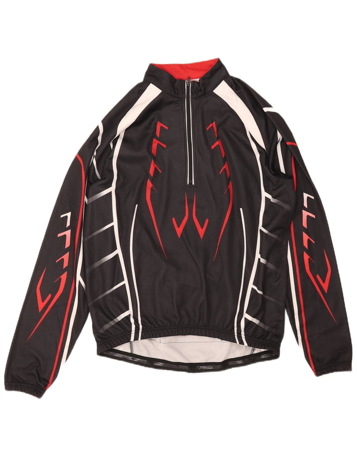 CRANE Herre Zip Neck Pullover Træningsdragt Top IT 52 Stor Sort Geometrisk