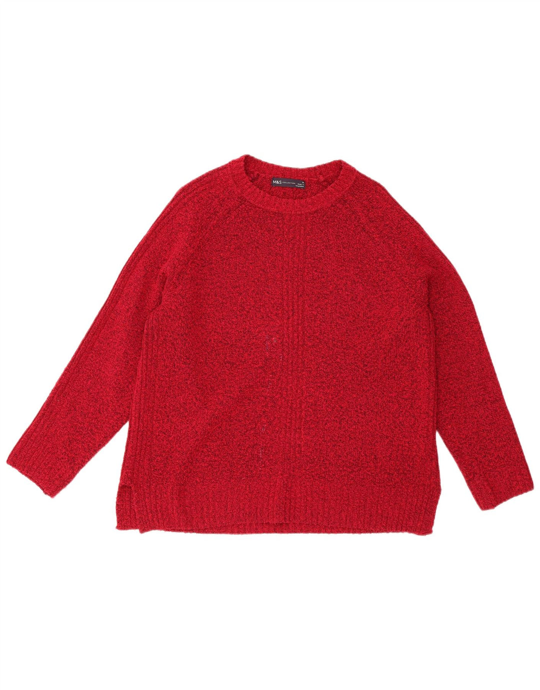 Marks & Spencer Dame Boat Neck Jumper Sweater UK 14 Medium Red Flecked