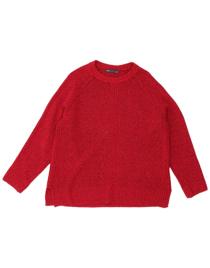 Marks & Spencer Dame Boat Neck Jumper Sweater UK 14 Medium Red Flecked