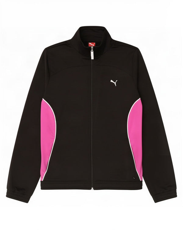 Puma træningsdragt topjakke til kvinder UK 14 Large Black Colourblock Polyester