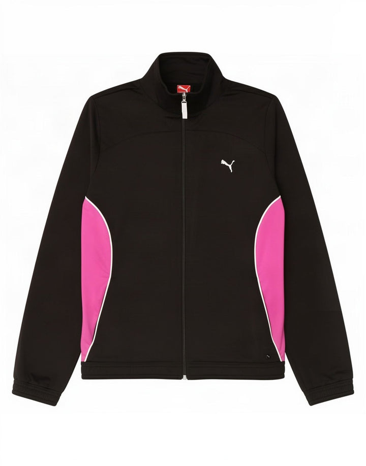 Puma træningsdragt topjakke til kvinder UK 14 Large Black Colourblock Polyester