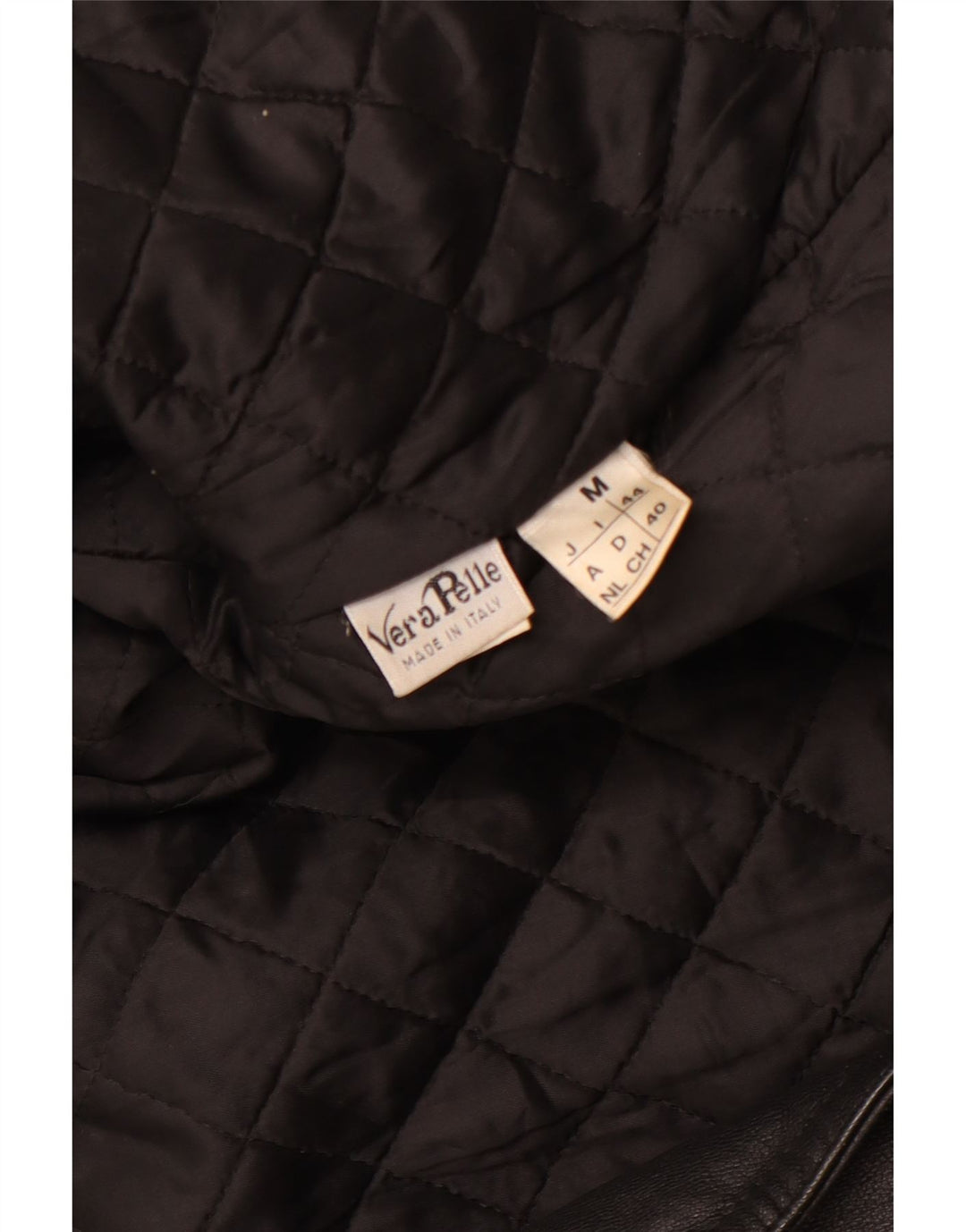 VINTAGE Bikerjakke i læder til kvinder UK 14 Mellem sort læder