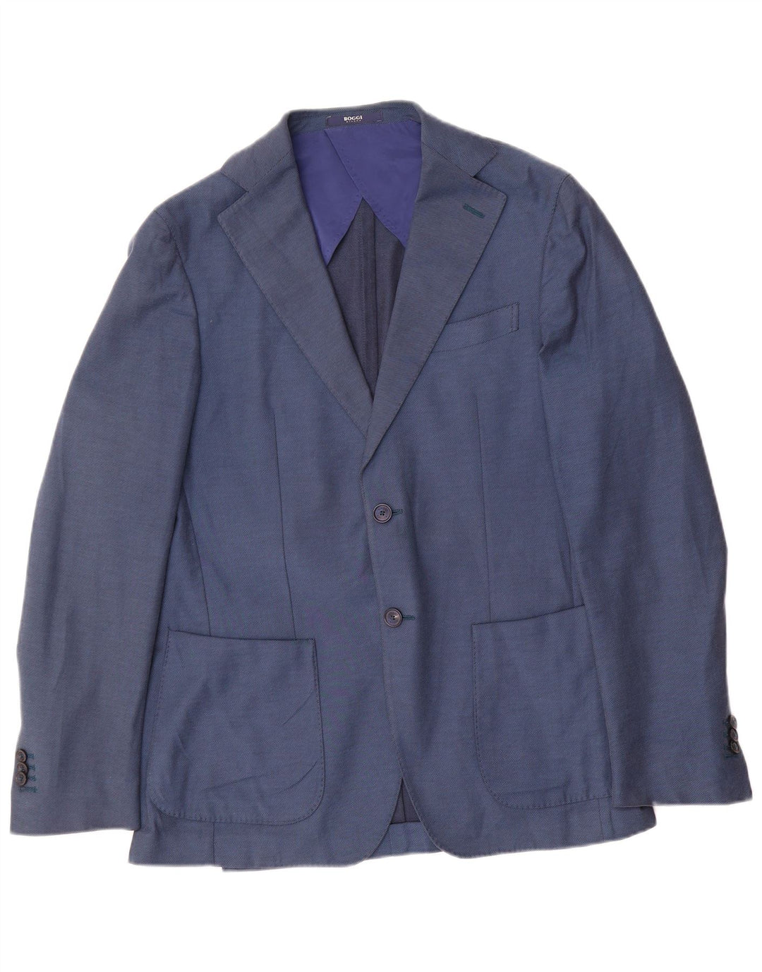 Boggi Herre 2 Buttons Regular Fit Blazer Jacket IT 48 Medium Blue Cotton