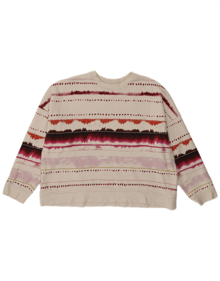 Whistle Dame Oversized Sweatshirt Jumper UK 14 Medium Hvid Geometrisk