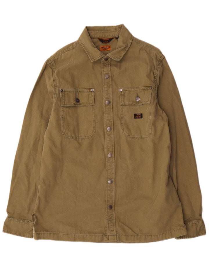 Superdry Herre Overshirt Skjorte Stor Khaki Bomuld