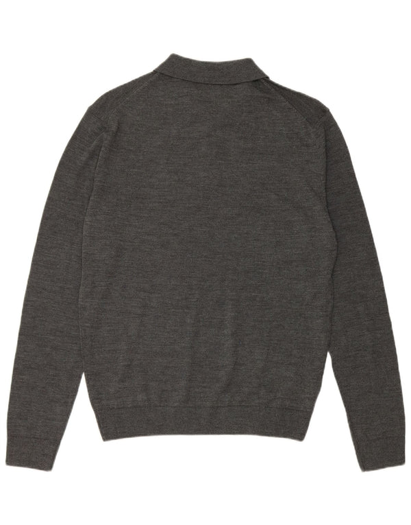 Zara Herre Polo Neck Jumper Sweater Medium Grey Flecked