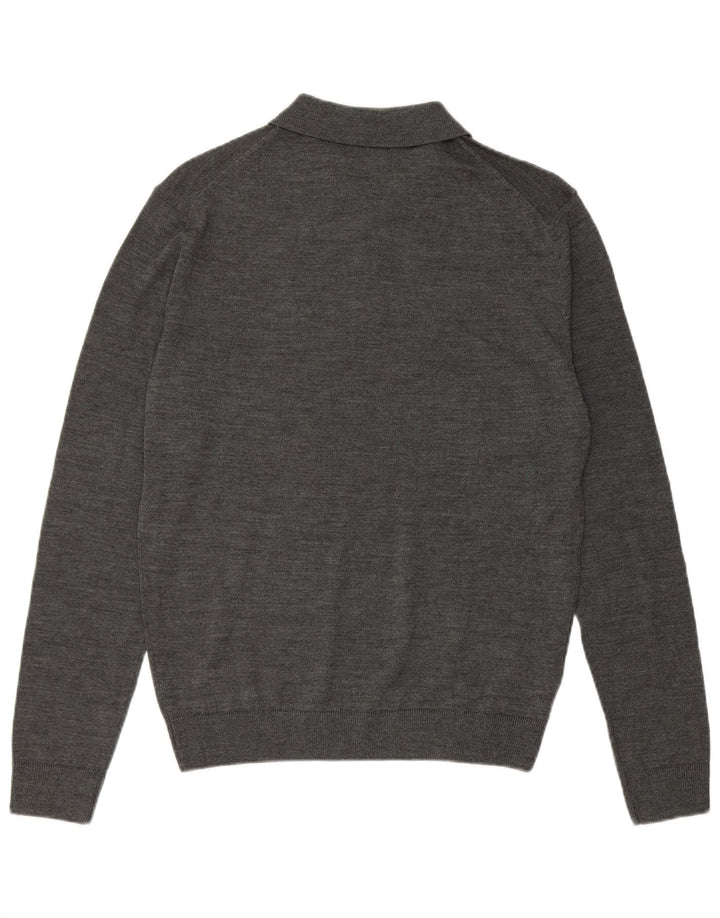 Zara Herre Polo Neck Jumper Sweater Medium Grey Flecked