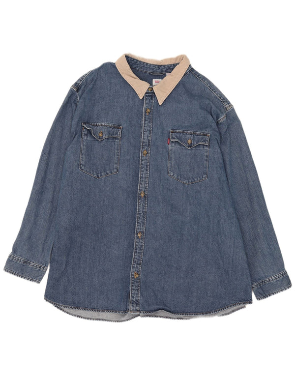 Levi's Herre Relaxed Fit Denim Shirt 4XL Blå Colourblock Bomuld