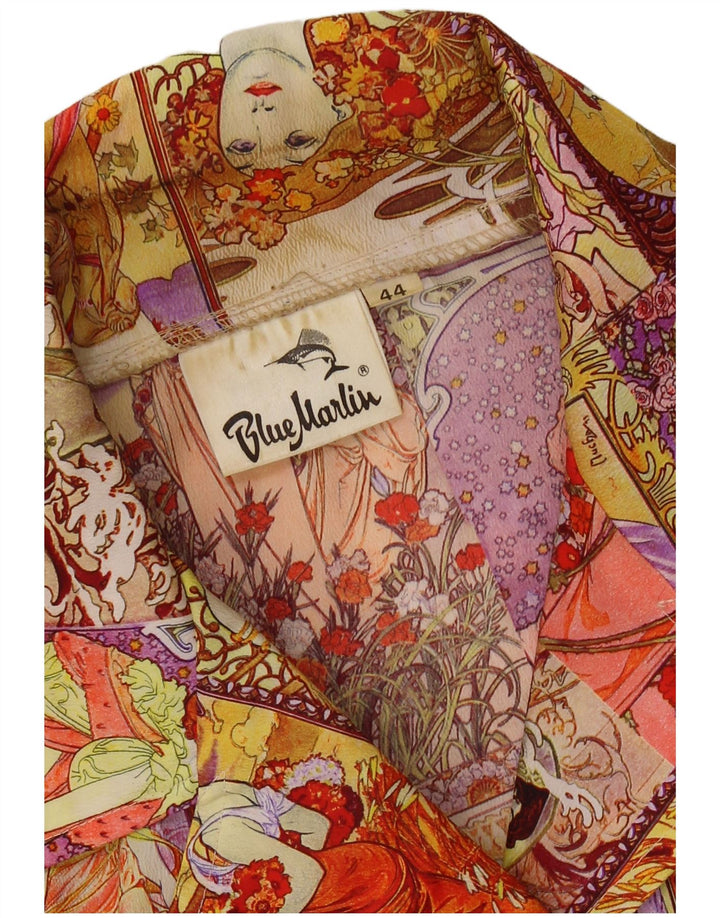 VINTAGE Graphic 4-knaps blazerjakke til kvinder IT 44 Medium Flerfarvet