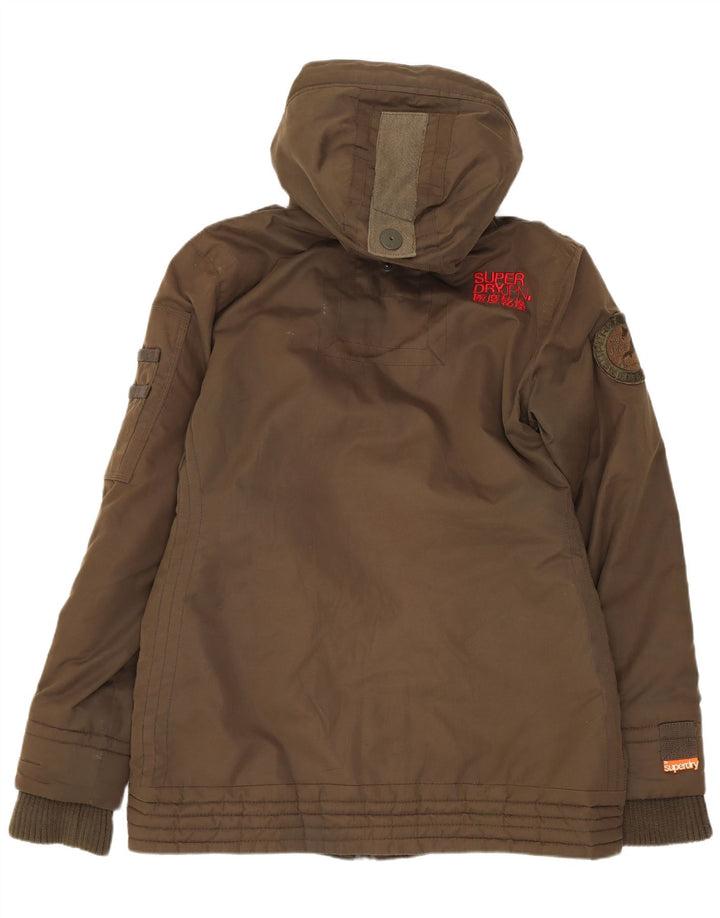 Superdry Windbreaker-jakke med hætte til kvinder UK 16 Stor Khaki Polyester