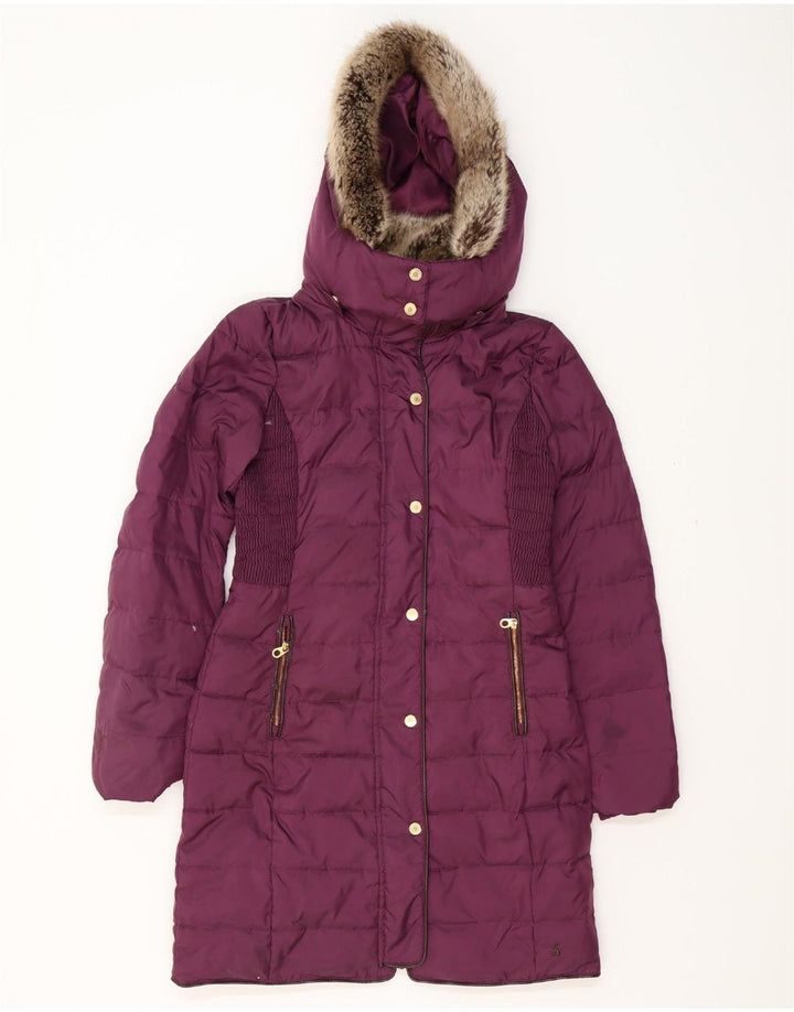 JOULES Womens Oversized hættepolstret frakke UK 8 Lille lilla polyester