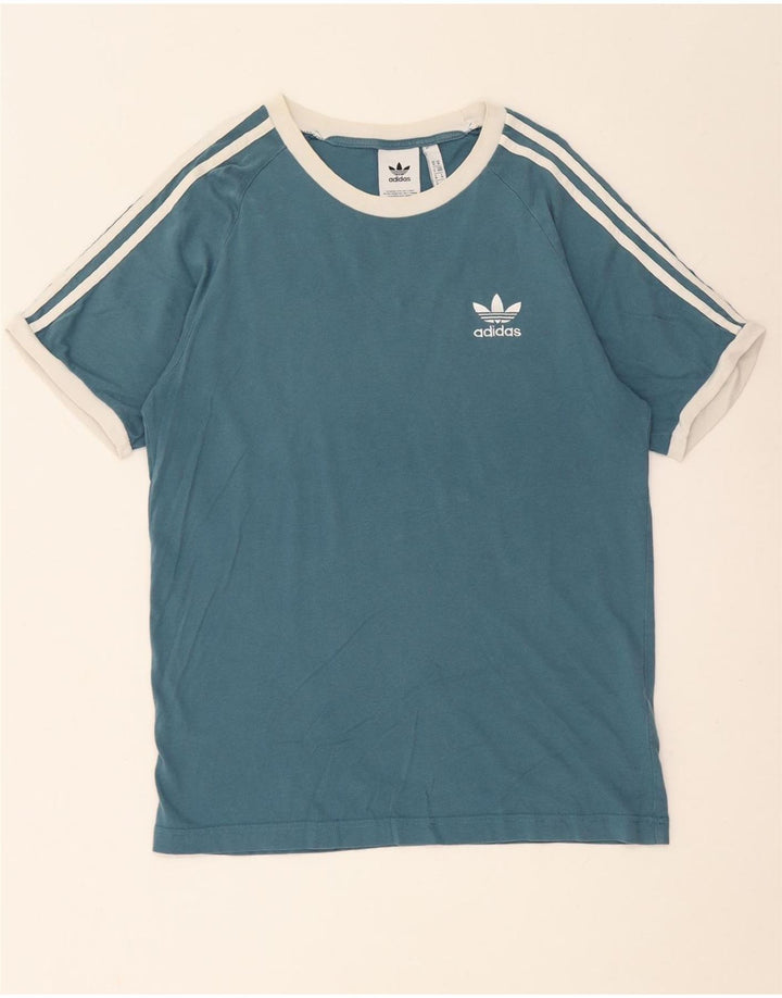 ADIDAS T-shirt top mellemblå bomuld til mænd