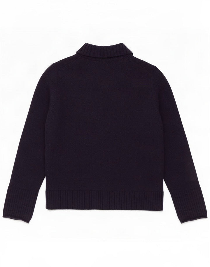 Jigsaw Womens Crop Turtle Neck Jumper Sweater UK 12 Medium Navy Blue Wool