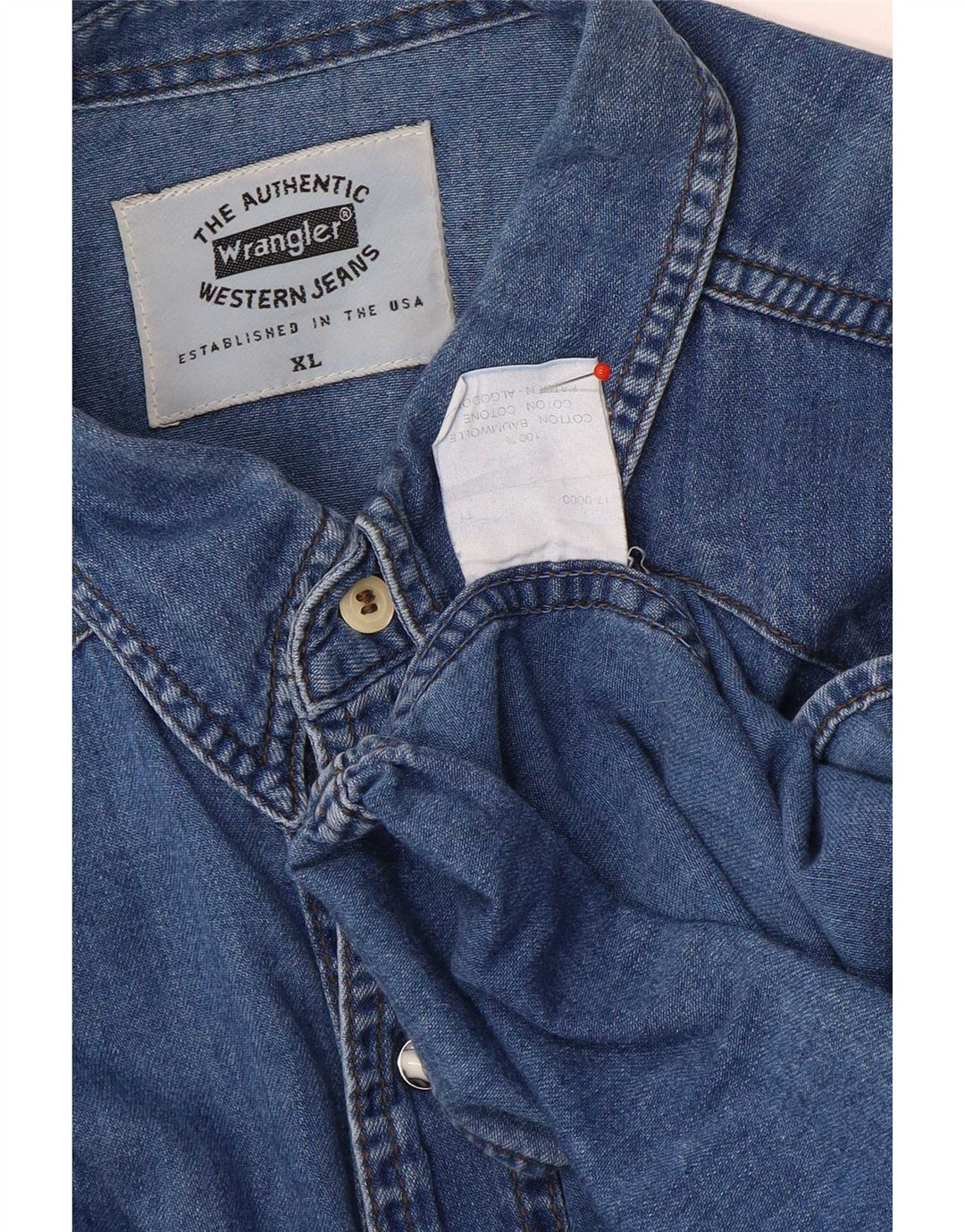Wrangler Herre Western Denim Shirt XL Blå Bomuld