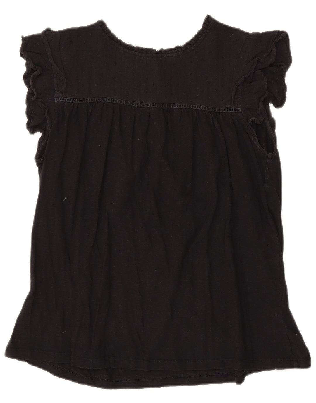 Fat Face Dame Bluse Top UK 14 Stor Sort Bomuld