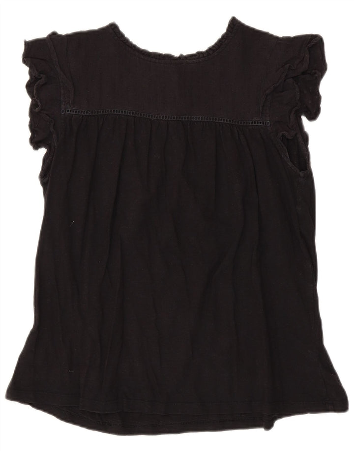 Fat Face Dame Bluse Top UK 14 Stor Sort Bomuld