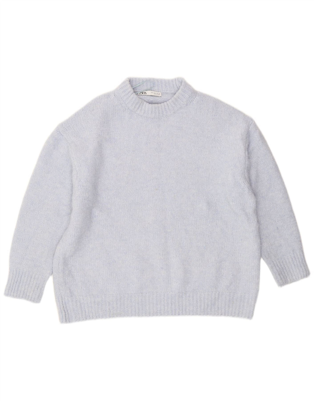 Zara Dame Oversized Crew Neck Jumper Sweater UK 16 Large Blue