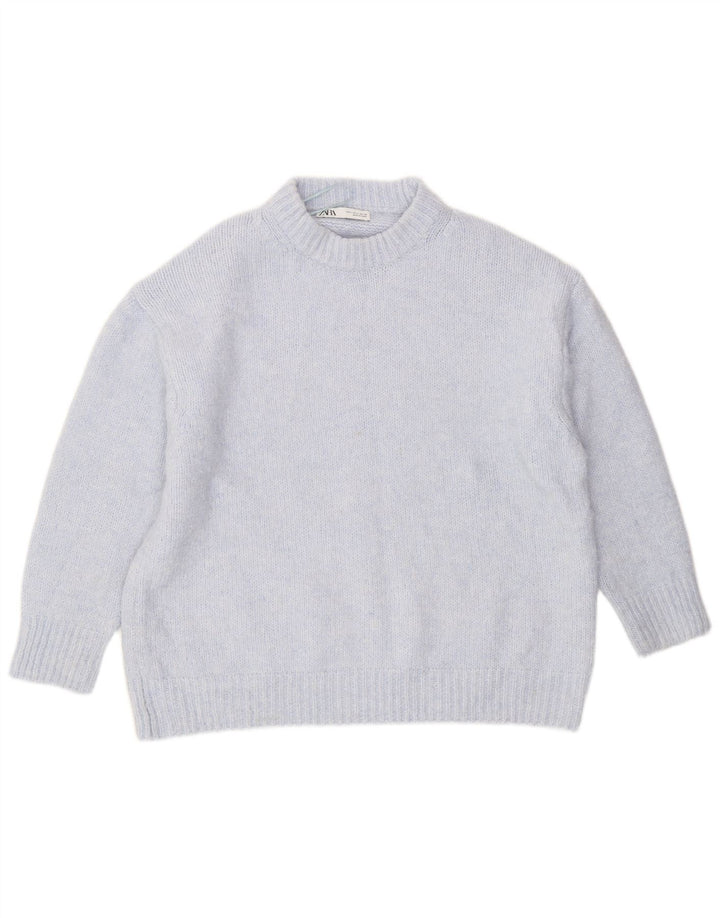 Zara Dame Oversized Crew Neck Jumper Sweater UK 16 Large Blue