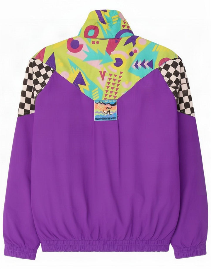 Vintage Dame Oversized træningsdragt Topjakke IT 46 Stor Flerfarvet
