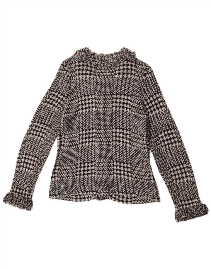 Marks & Spencer dame cardigan sweater UK 12 Medium Navy Blue Houndstooth
