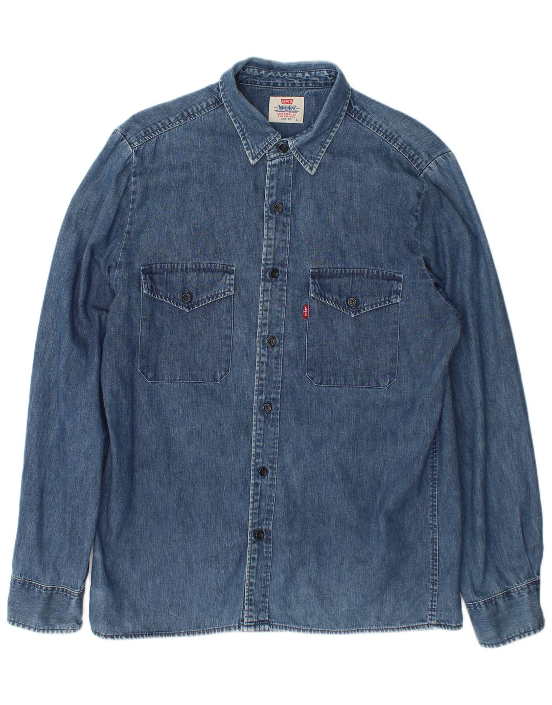 Levi's Denimskjorte til mænd, stor blå bomuld