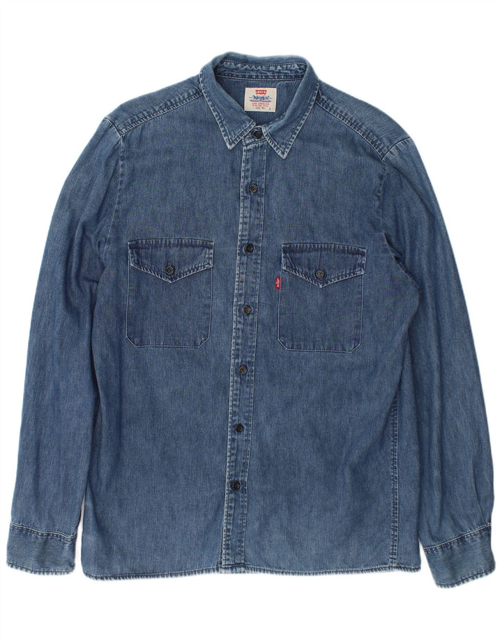 Levi's Denimskjorte til mænd, stor blå bomuld