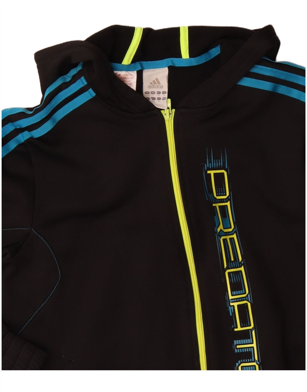 Adidas drenge Predator grafisk hættetrøje med lynlås 13-14 år sort polyester