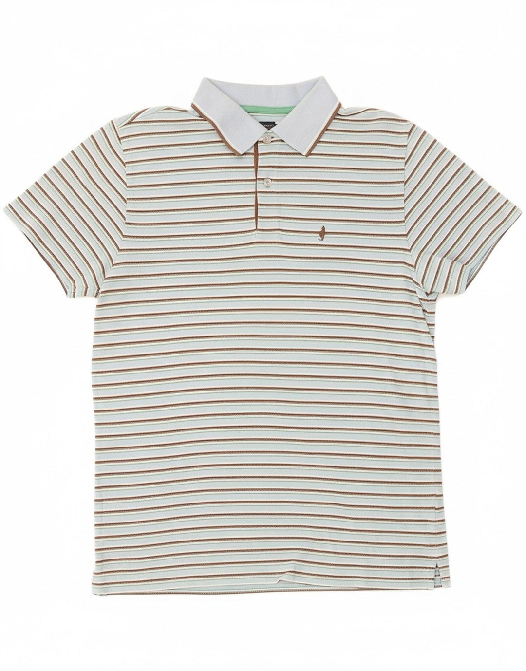 MARLBORO CLASSICS Mens Polo Shirt Medium Blue Striped Cotton Vintage Marlboro Classics and Second-Hand Marlboro Classics from Messina Hembry 