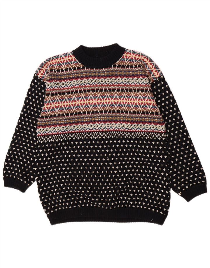 Esprit Herre Turtle Neck Jumper Sweater UK 36 Small Navy Blue Fair Isle