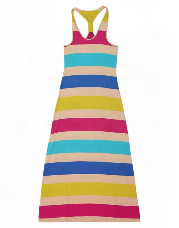 Calvin Klein Dame Maxi Halter Dress UK 10 Small Multicolored Striped