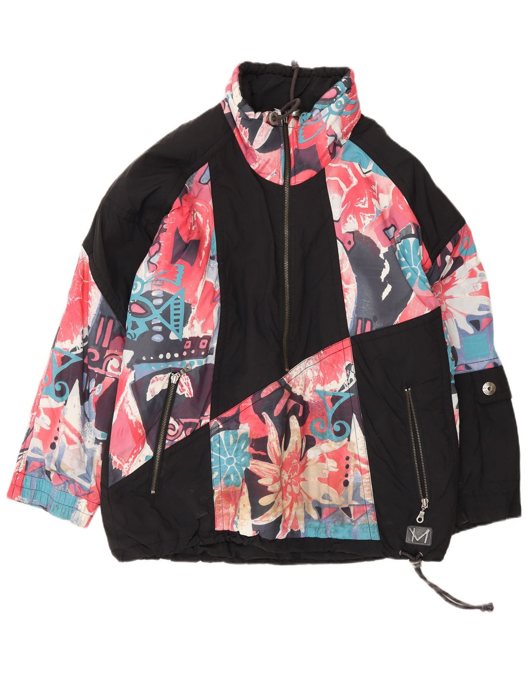 MAIER Herre Oversized Pullover Windbreaker Jacket UK 6 XS Black Floral