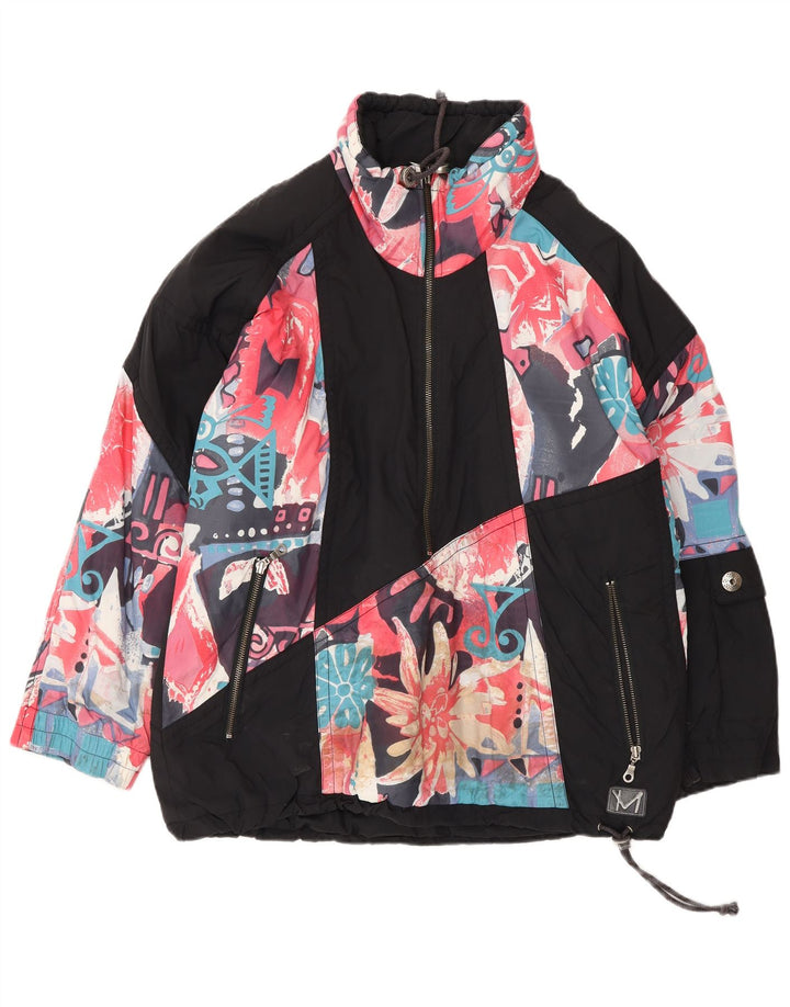 MAIER Herre Oversized Pullover Windbreaker Jacket UK 6 XS Black Floral