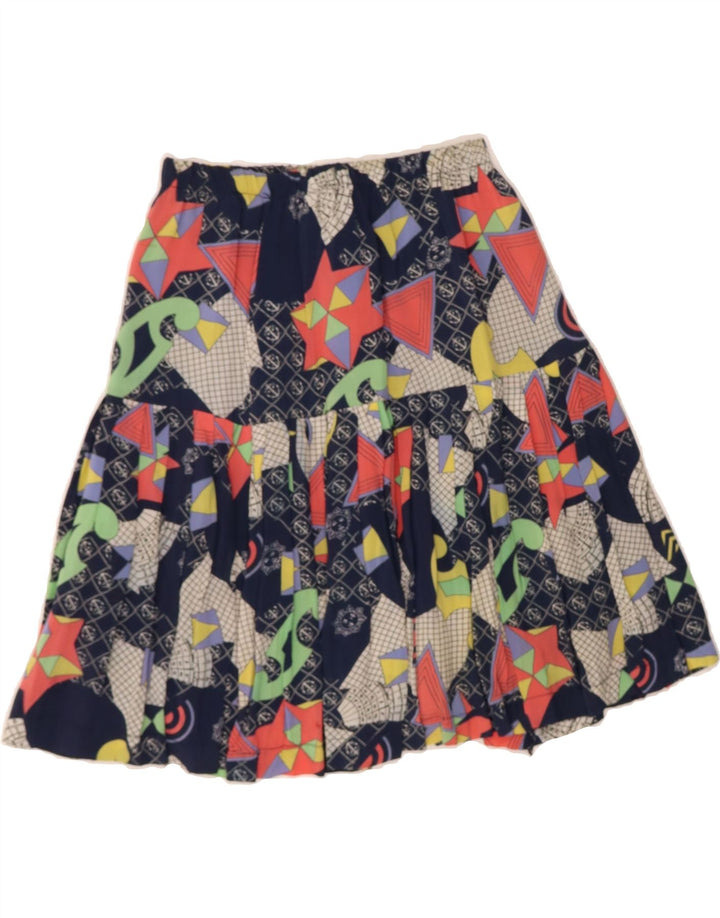 VINTAGE Womens A-Line Skirt W30 Medium Blue Geometric Vintage Vintage and Second-Hand Vintage from Messina Hembry 