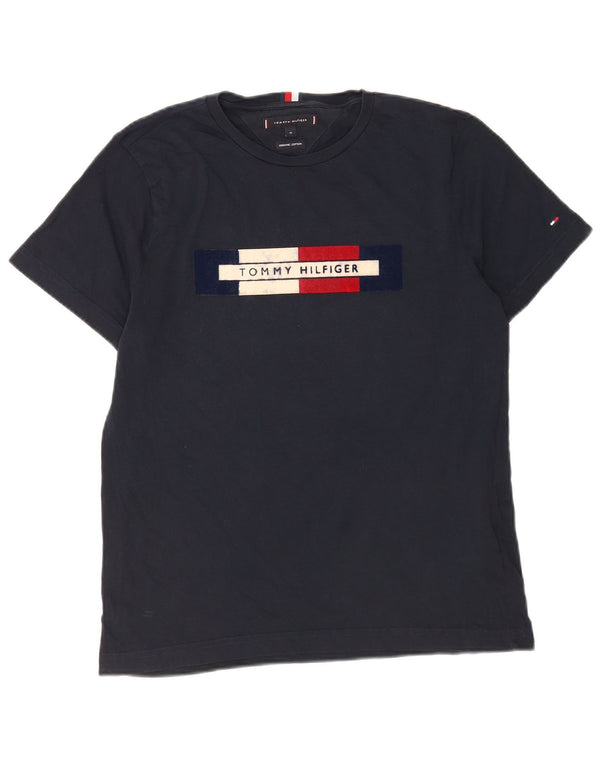 Tommy Hilfiger Herre grafisk T-shirt Top Medium Navyblå Bomuld
