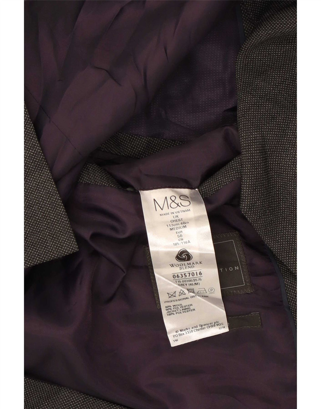Marks & Spencer Herre 2-knaps blazerjakke UK 46 XL Grå uld