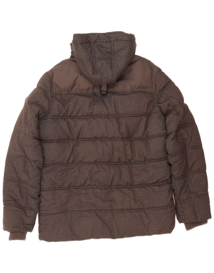 Tommy Hilfiger Herre hættepolstret jakke UK 40 Stor grå polyester