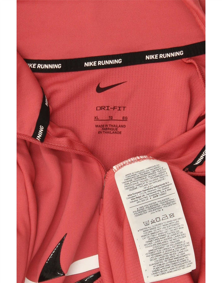 Nike Dame Dri Fit Pullover med lynlås-hals træningsdragt Top UK 18 XL Pink Polyester