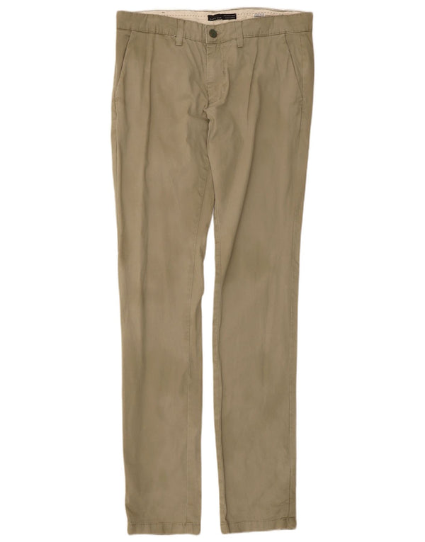 Zara Herre Slim Chino Bukser EU 40 Medium W31 L34 Khaki Bomuld