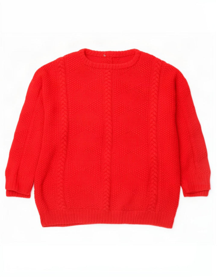 Vintage dame sweater med rund hals DK 16 stor rød