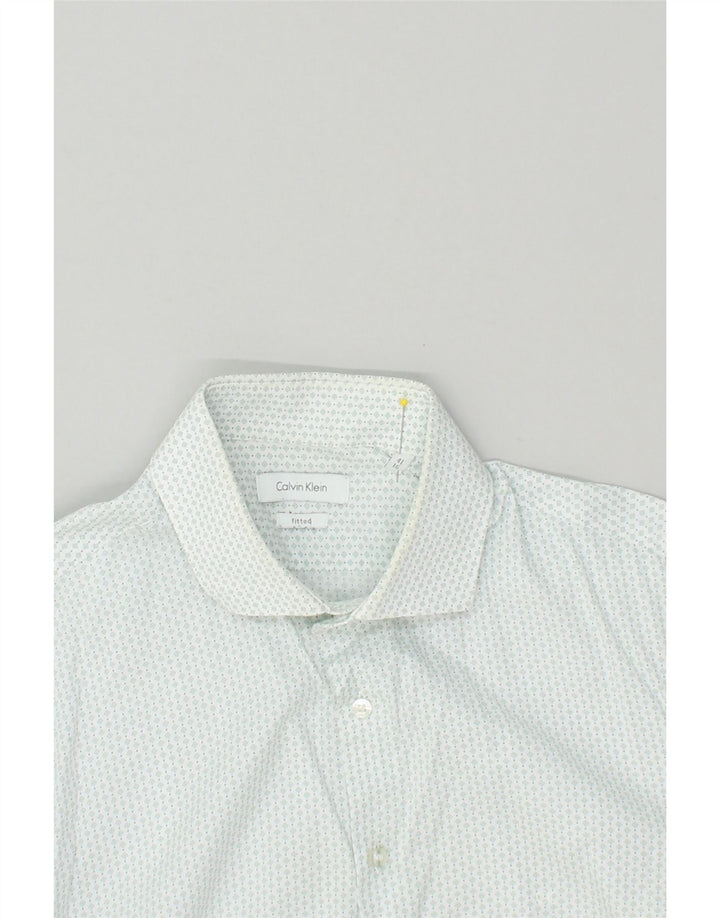 CALVIN KLEIN Mens Fitted Shirt Size 16 41 Large White Argyle/Diamond | Vintage Calvin Klein | Thrift | Second-Hand Calvin Klein | Used Clothing | Messina Hembry 