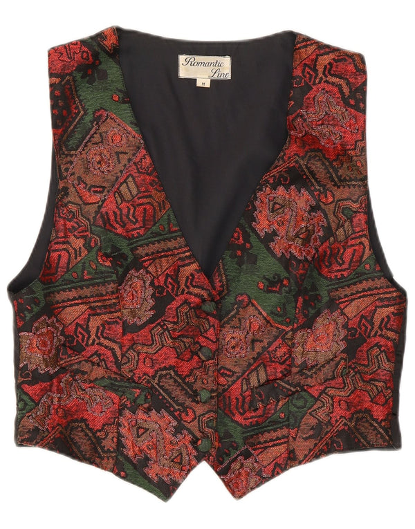 Vintage damevest UK 12 Medium Flerfarvet Patchwork Polyester